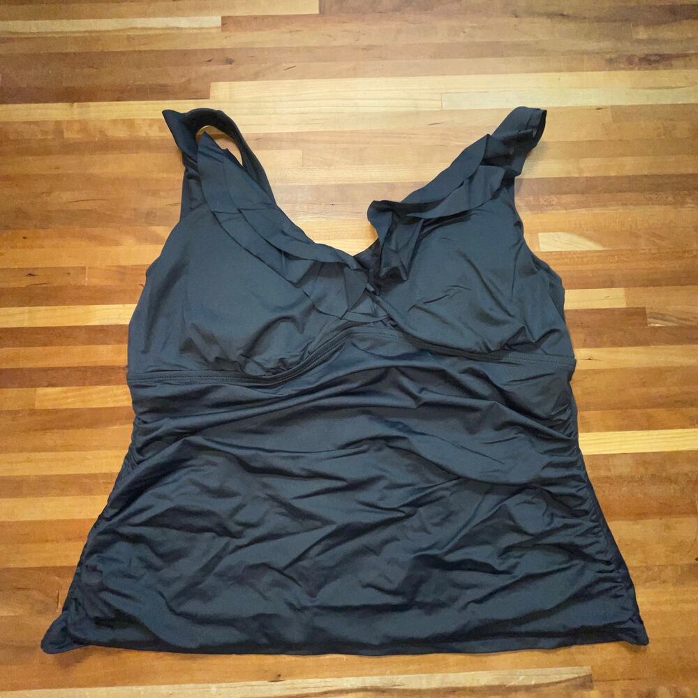 LRL Tummy Control full coverage tankini top Black 20W
